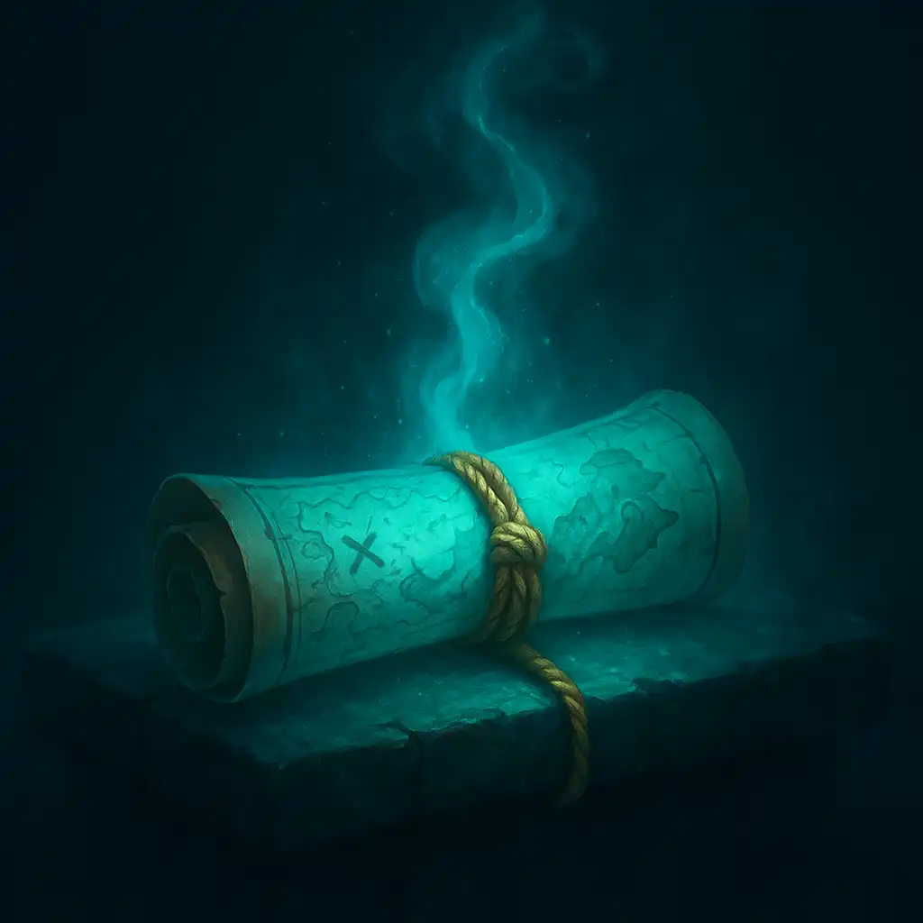 Glowing treasure map scroll representing the weekly quest promotion